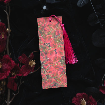 Rose Quartz with Poppies - Taurus Birthstone - Bookmark bonesandgardens