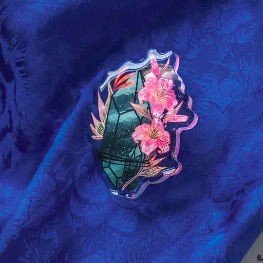 Emerald Crystal Acrylic Pin