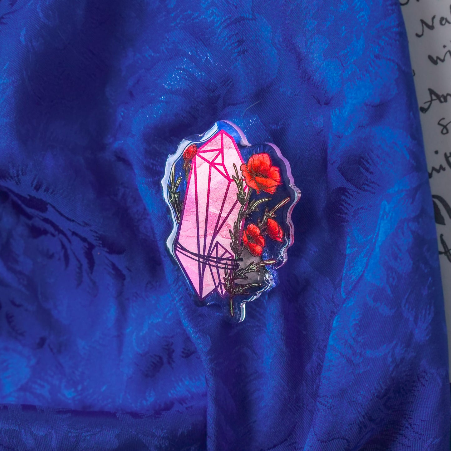 Rose Quartz Crystal Acrylic Pin