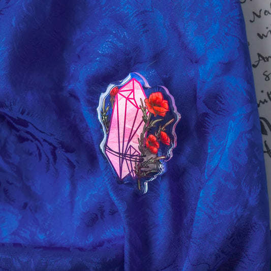 Rose Quartz Crystal Acrylic Pin