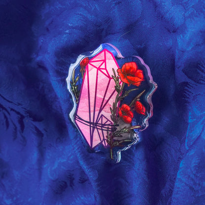 Rose Quartz Crystal Acrylic Pin