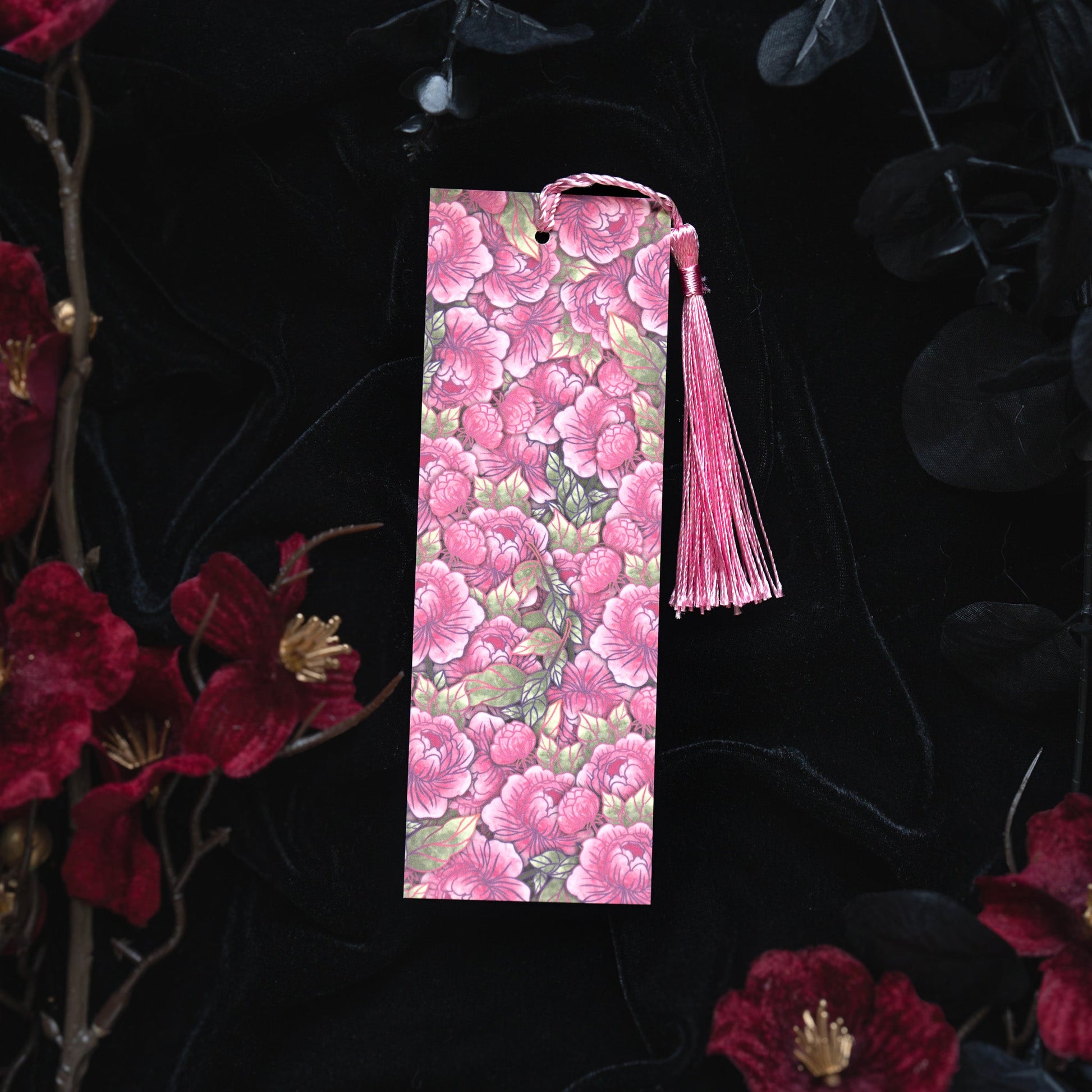 Moonstone with Peonies - Libra Birthstone - Bookmark bonesandgardens