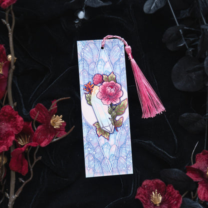 Moonstone with Peonies - Libra Birthstone - Bookmark bonesandgardens