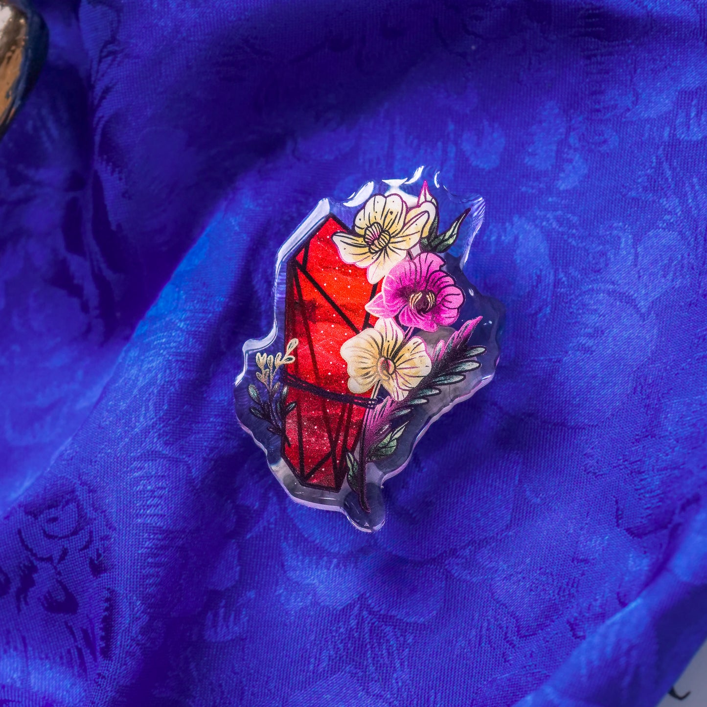 Garnet Crystal Acrylic Pin