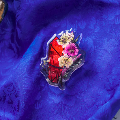 Garnet Crystal Acrylic Pin