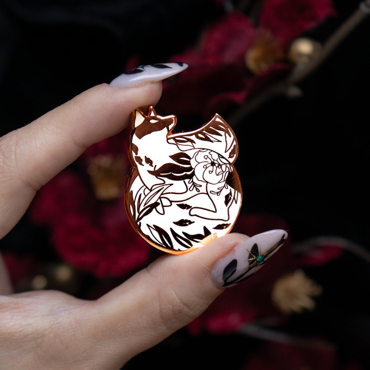 White Fox - Enamel Pin bonesandgardens