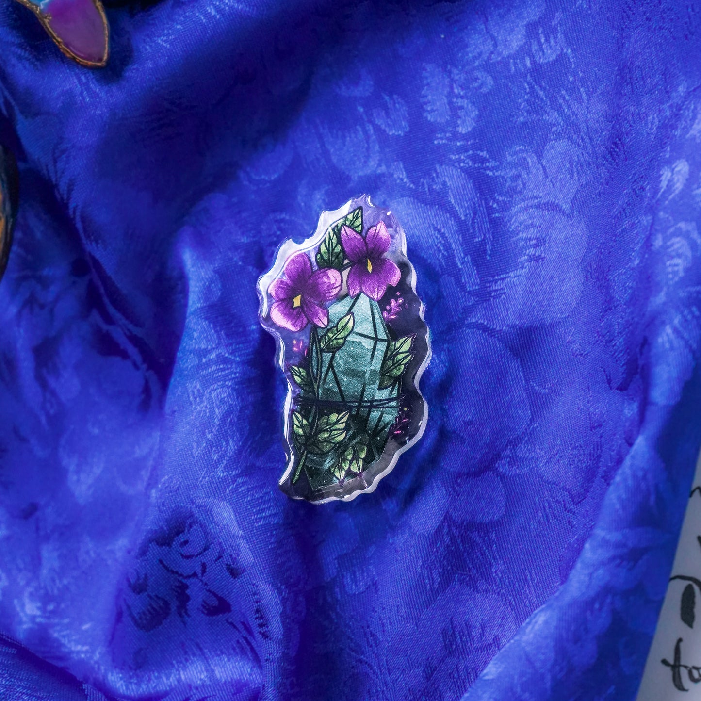 Jade Crystal Acrylic Pin
