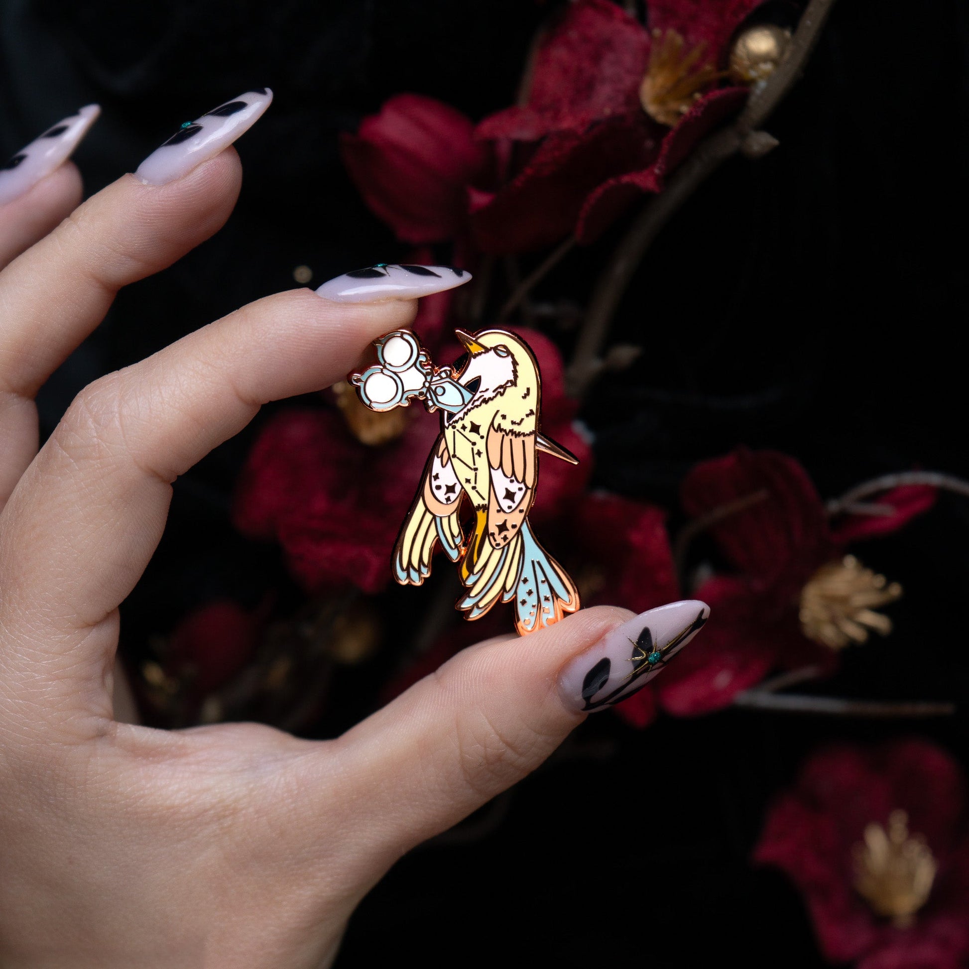 Pastel Goth Bird Scissors - Enamel Pin bonesandgardens