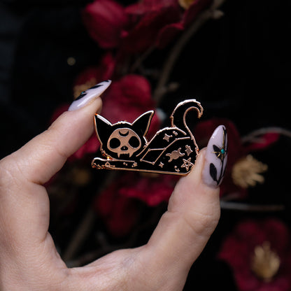 Big Stretch Witchy Cat - Enamel Pin bonesandgardens