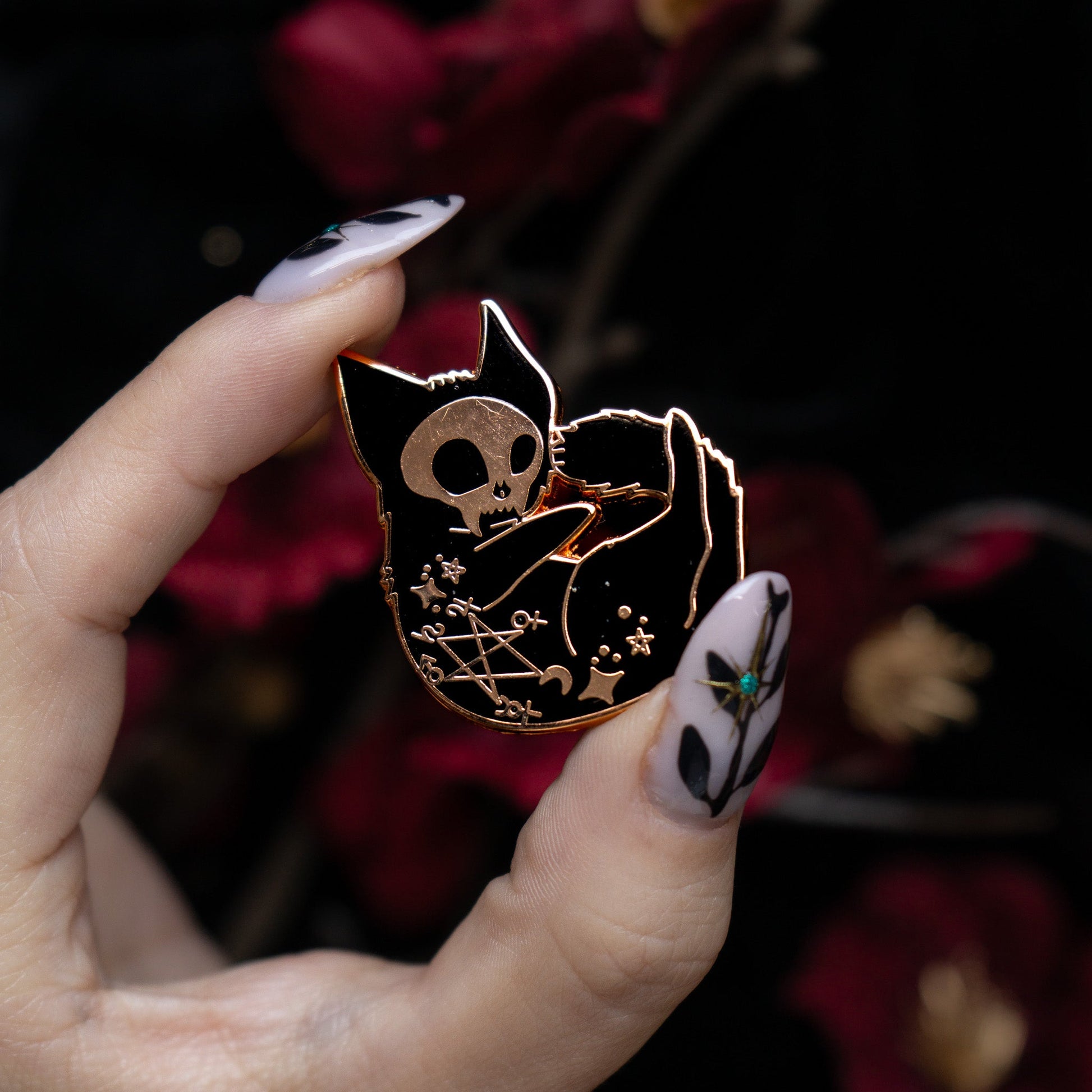 Witchy Swirl Cat - Enamel Pin bonesandgardens