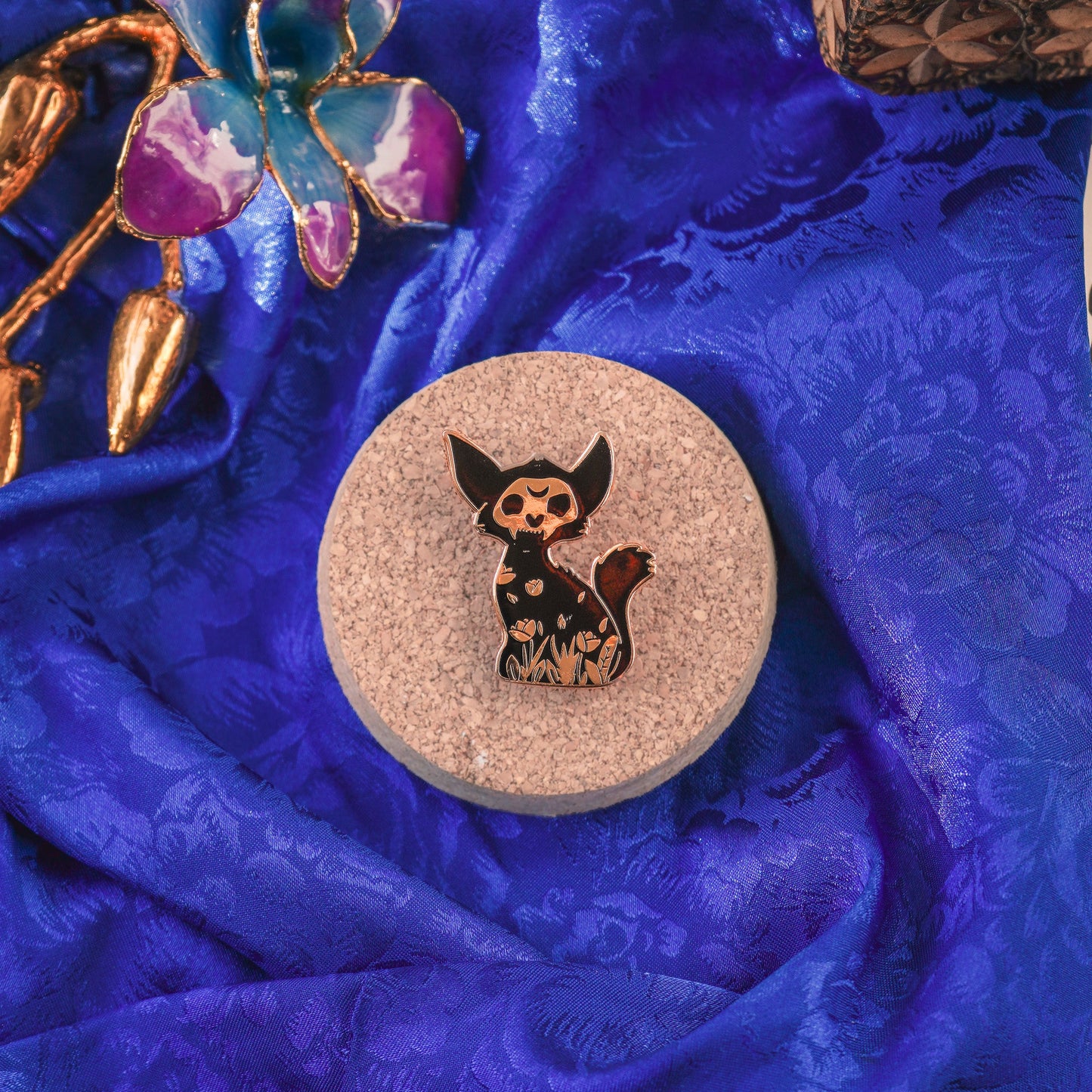 Witchy Black Cat - Enamel Pin bonesandgardens