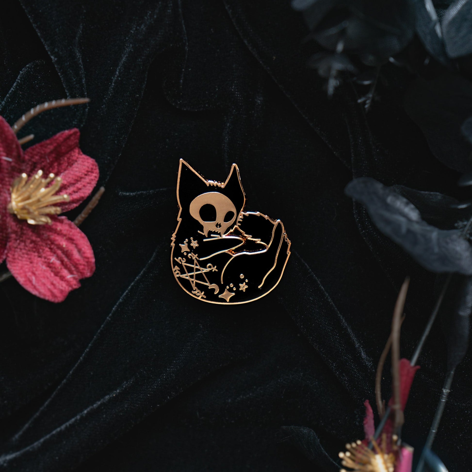 Witchy Swirl Cat - Enamel Pin bonesandgardens