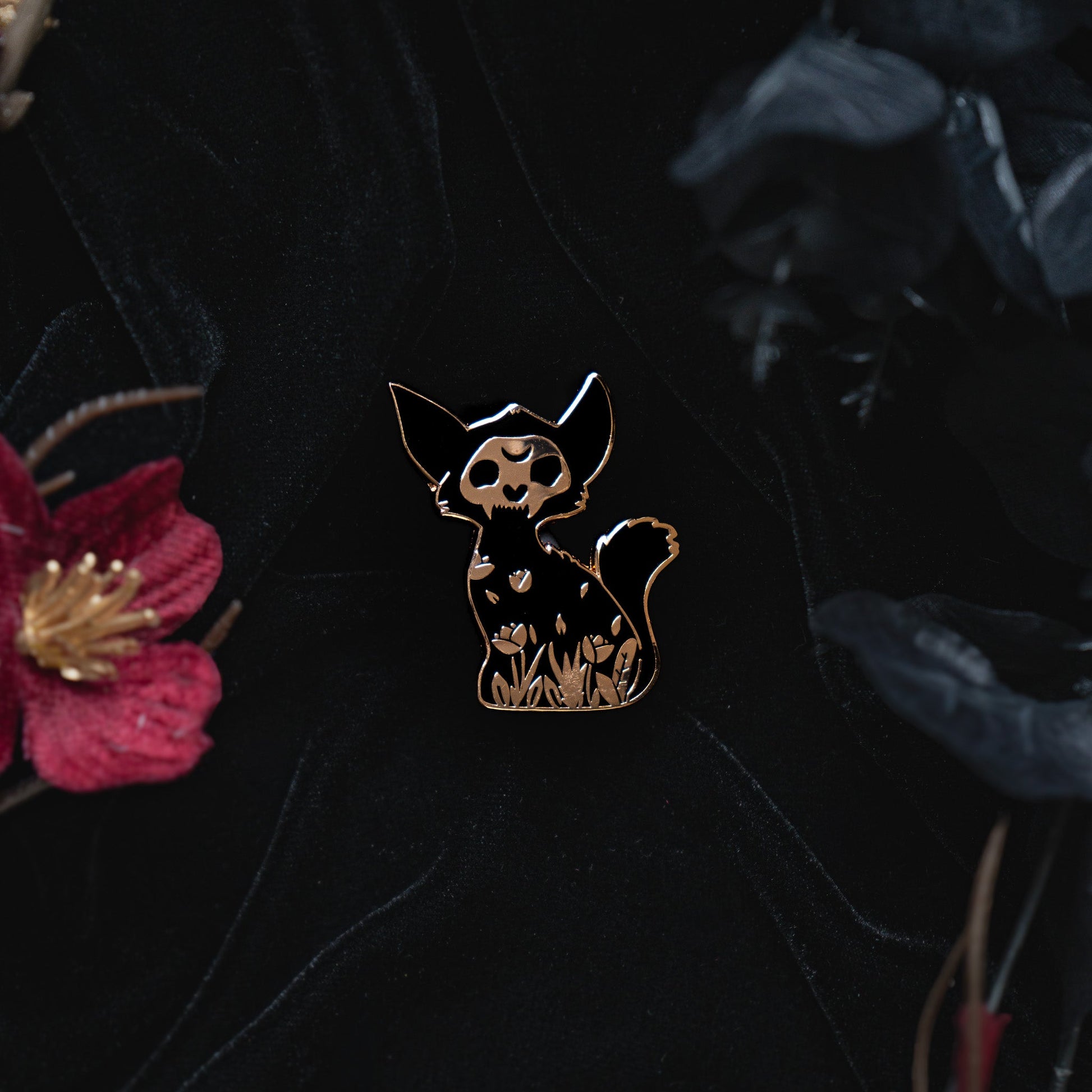 Witchy Black Cat - Enamel Pin bonesandgardens