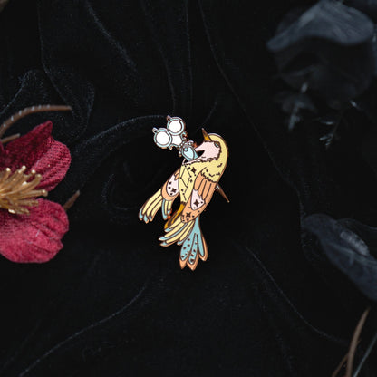Pastel Goth Bird Scissors - Enamel Pin bonesandgardens