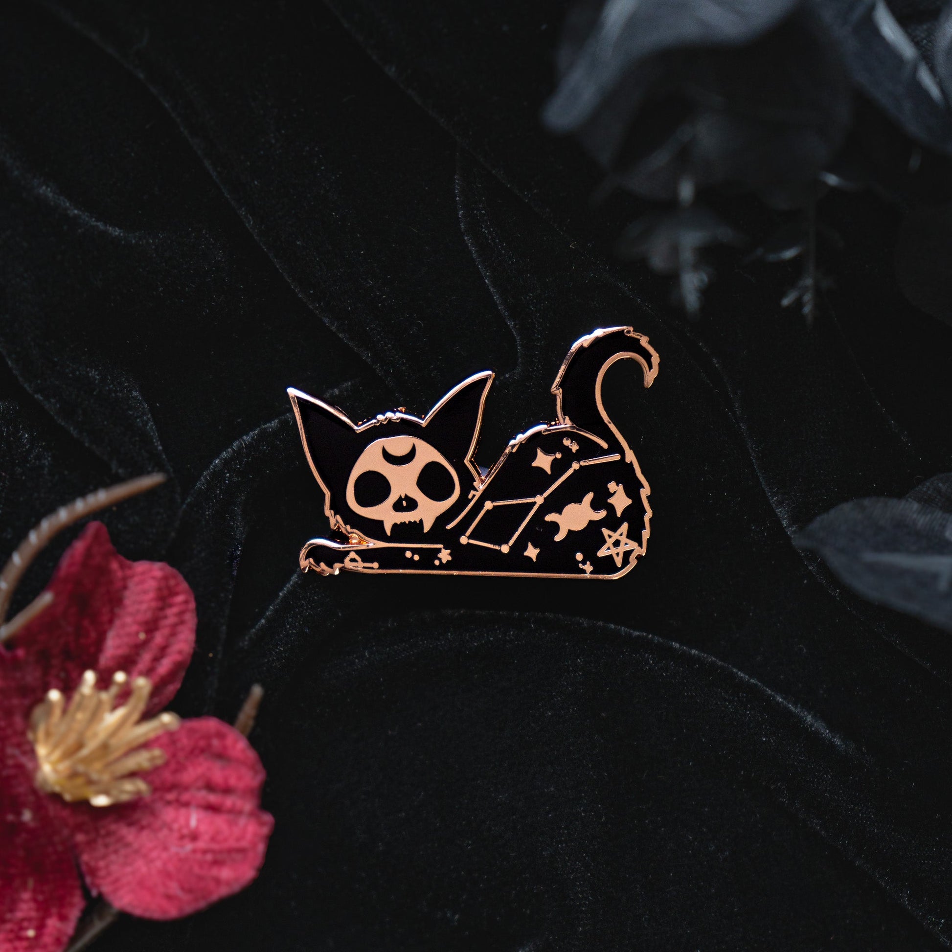 Big Stretch Witchy Cat - Enamel Pin bonesandgardens