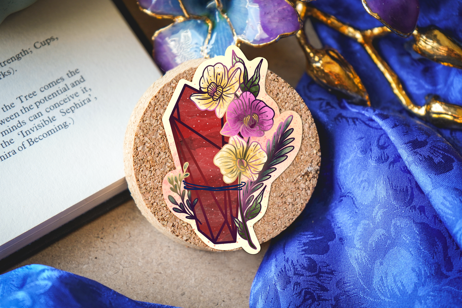 Garnet with Orchids Sticker