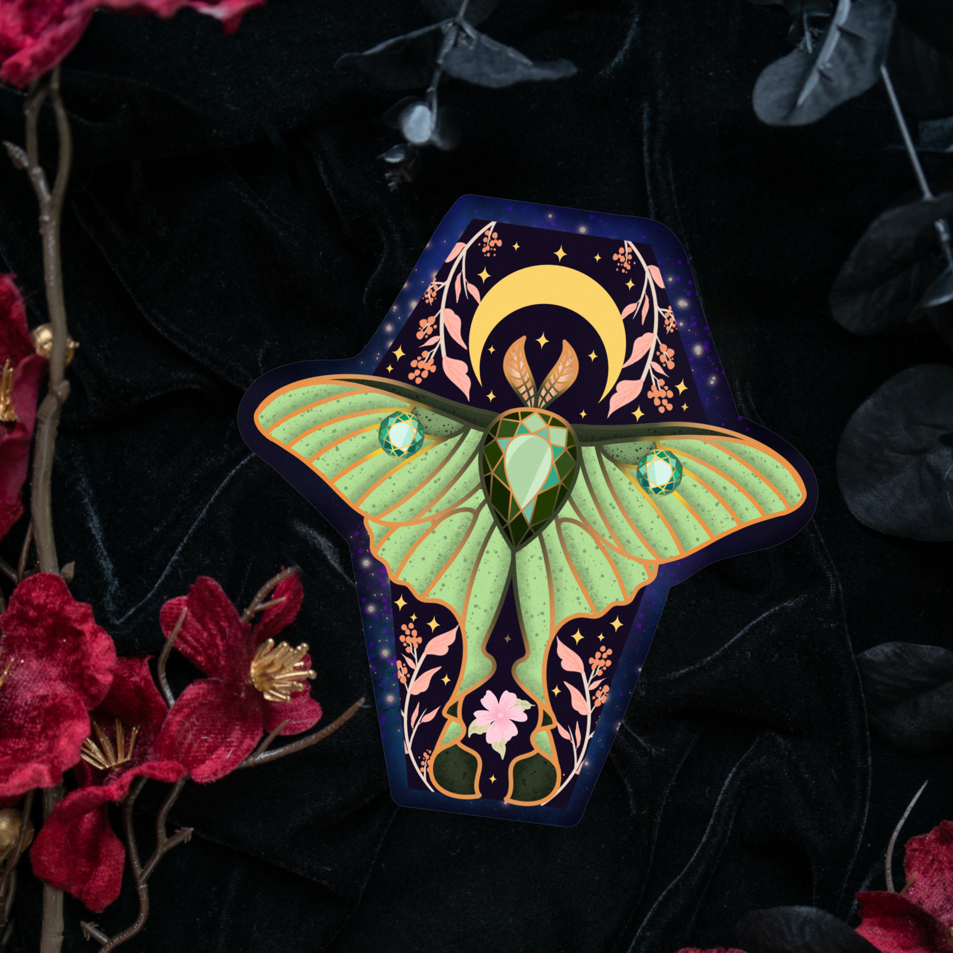 Luna Moth Sticker bonesandgardens