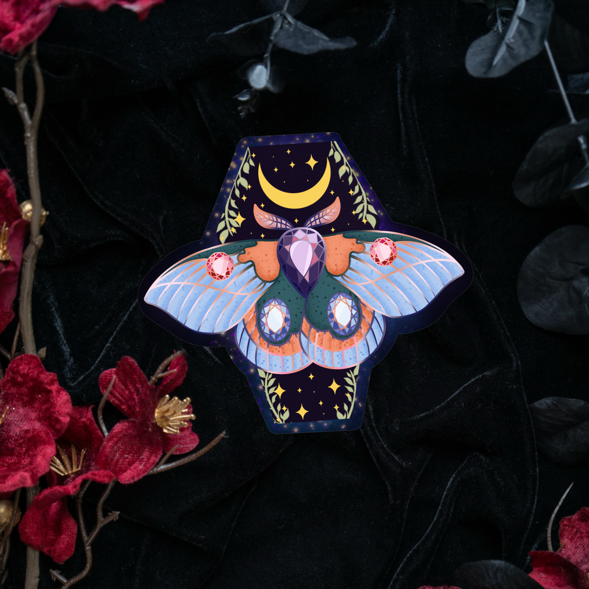 Blue Moth Sticker bonesandgardens
