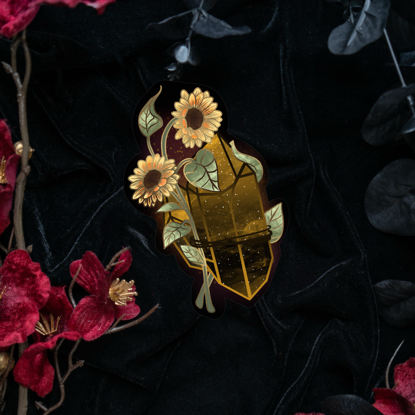 Tiger's Eye with Sunflower Sticker bonesandgardens