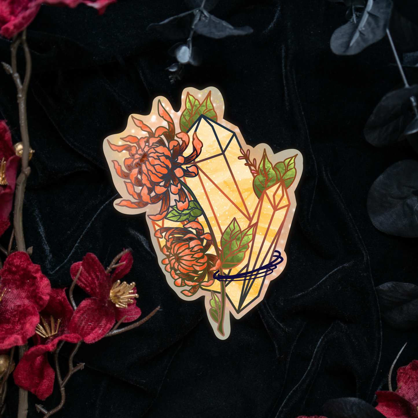 Topaz with Chrysanthemum Sticker bonesandgardens