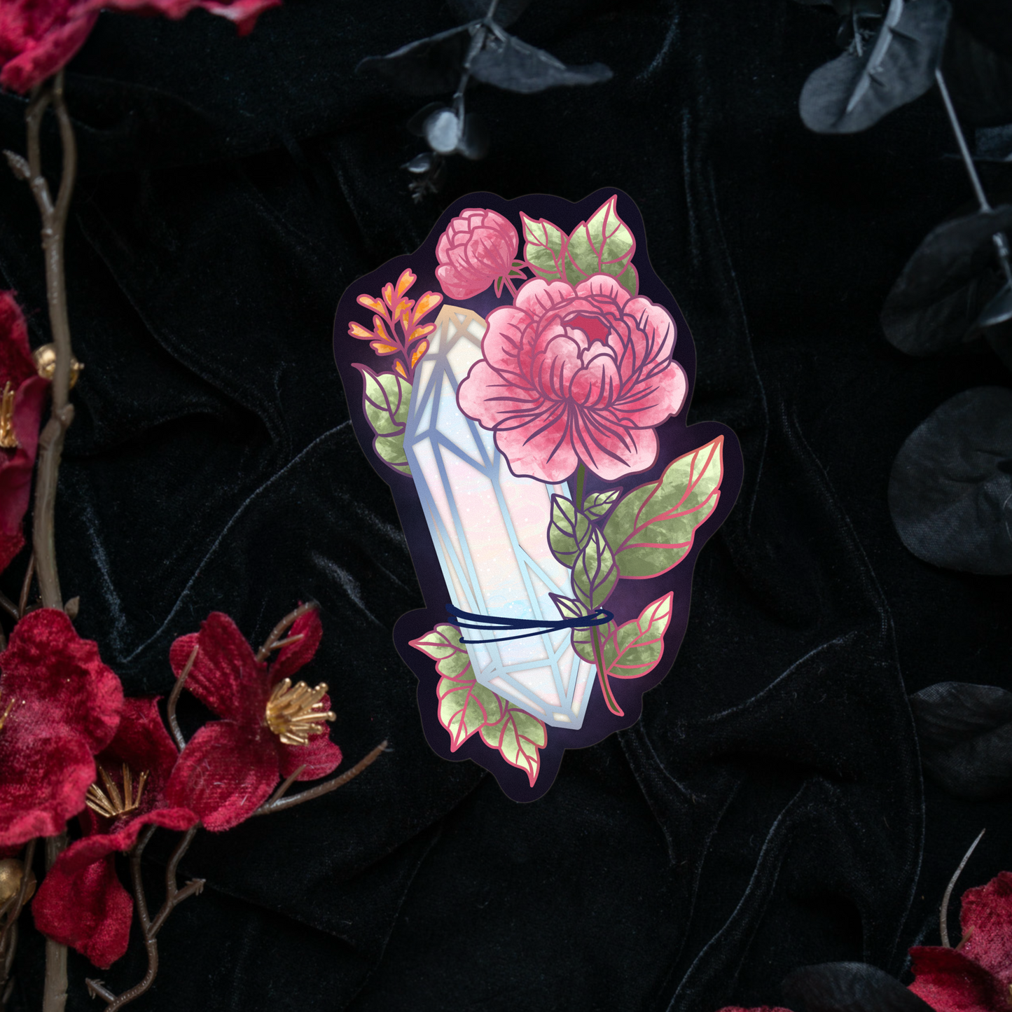Moonstone with Peonies Sticker bonesandgardens