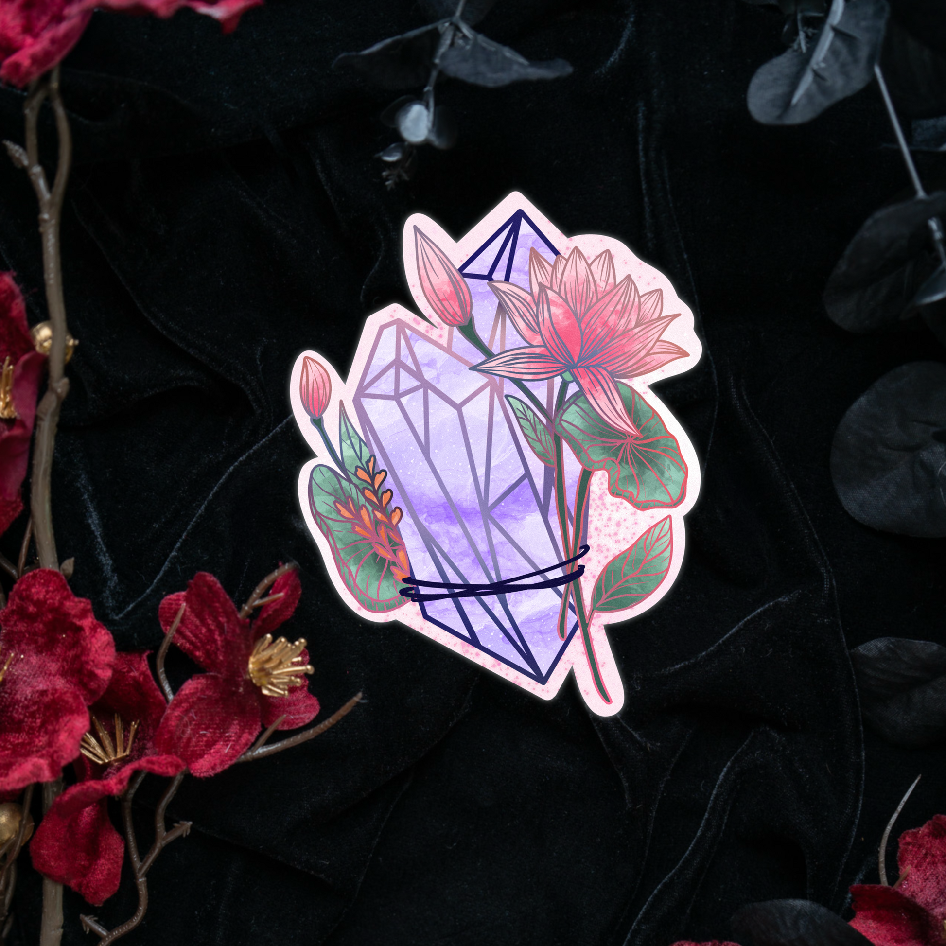 Amethyst with Lotus Sticker bonesandgardens