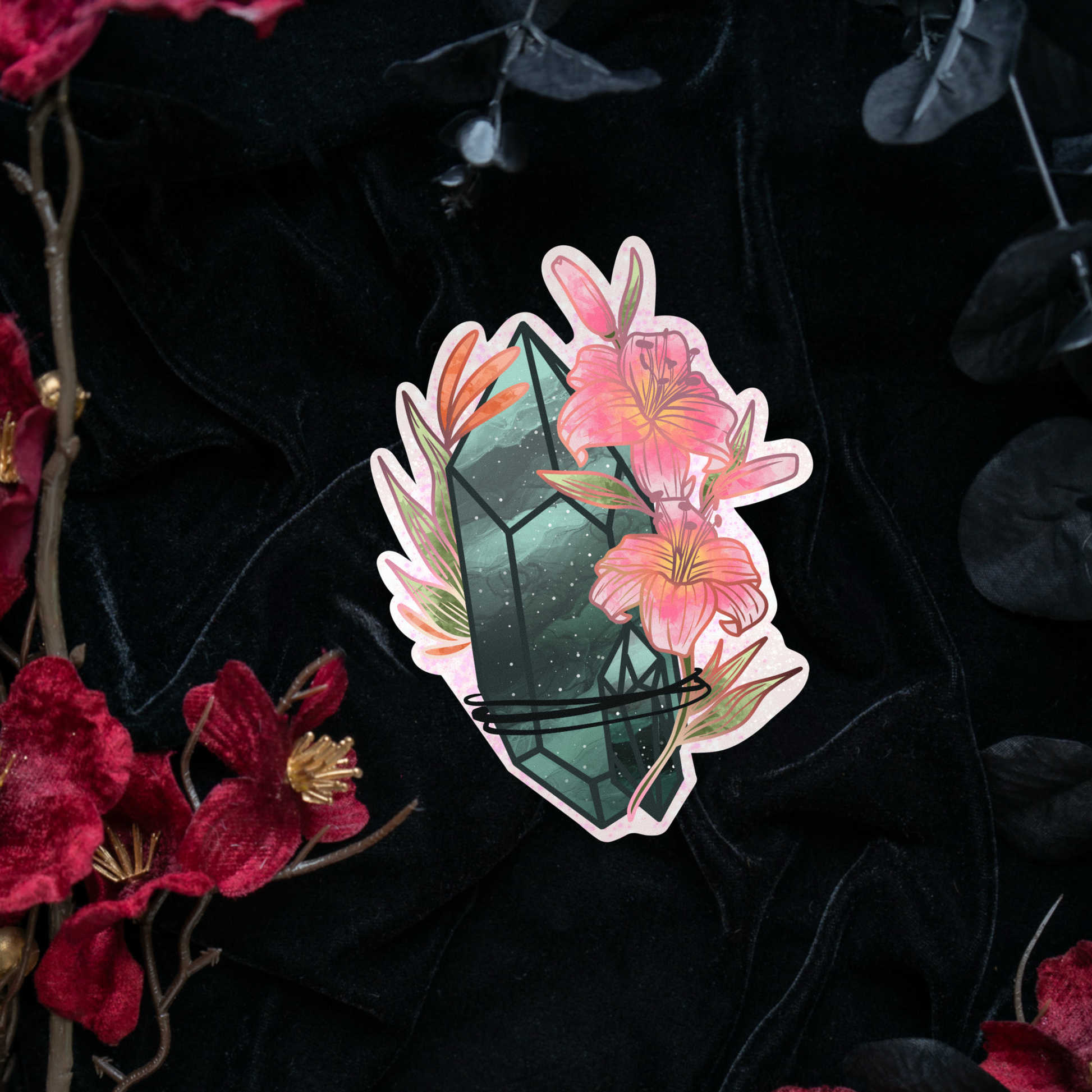 Emerald with Lily Sticker bonesandgardens