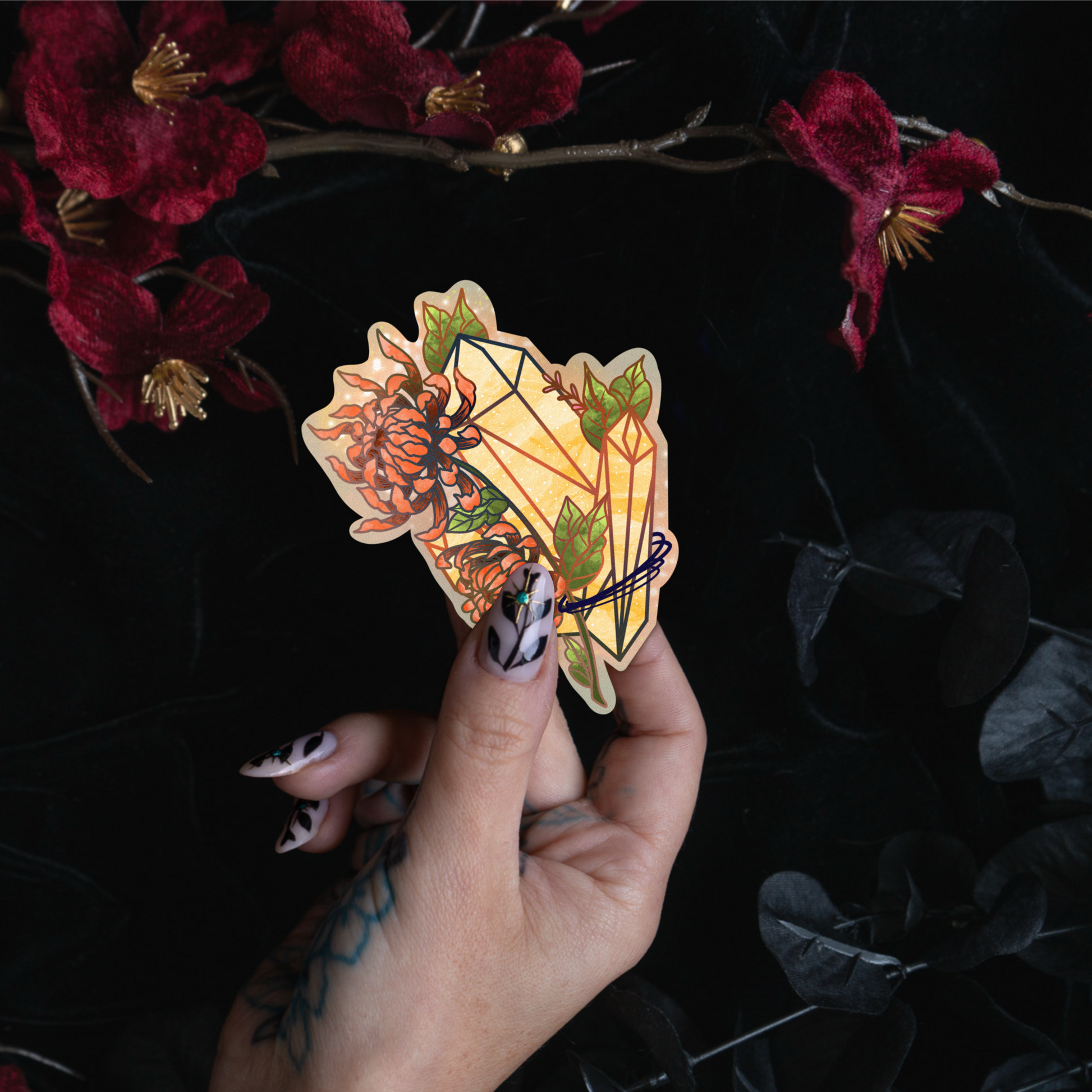 Topaz with Chrysanthemum Sticker bonesandgardens