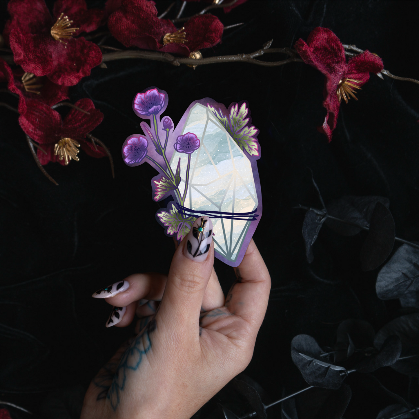 Agate with Geranium Sticker bonesandgardens