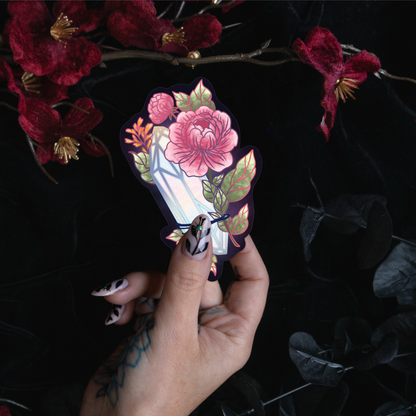 Moonstone with Peonies Sticker bonesandgardens