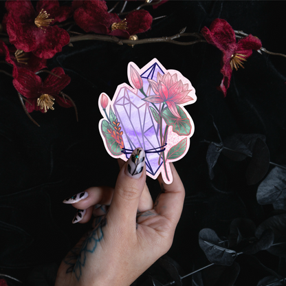 Amethyst with Lotus Sticker bonesandgardens