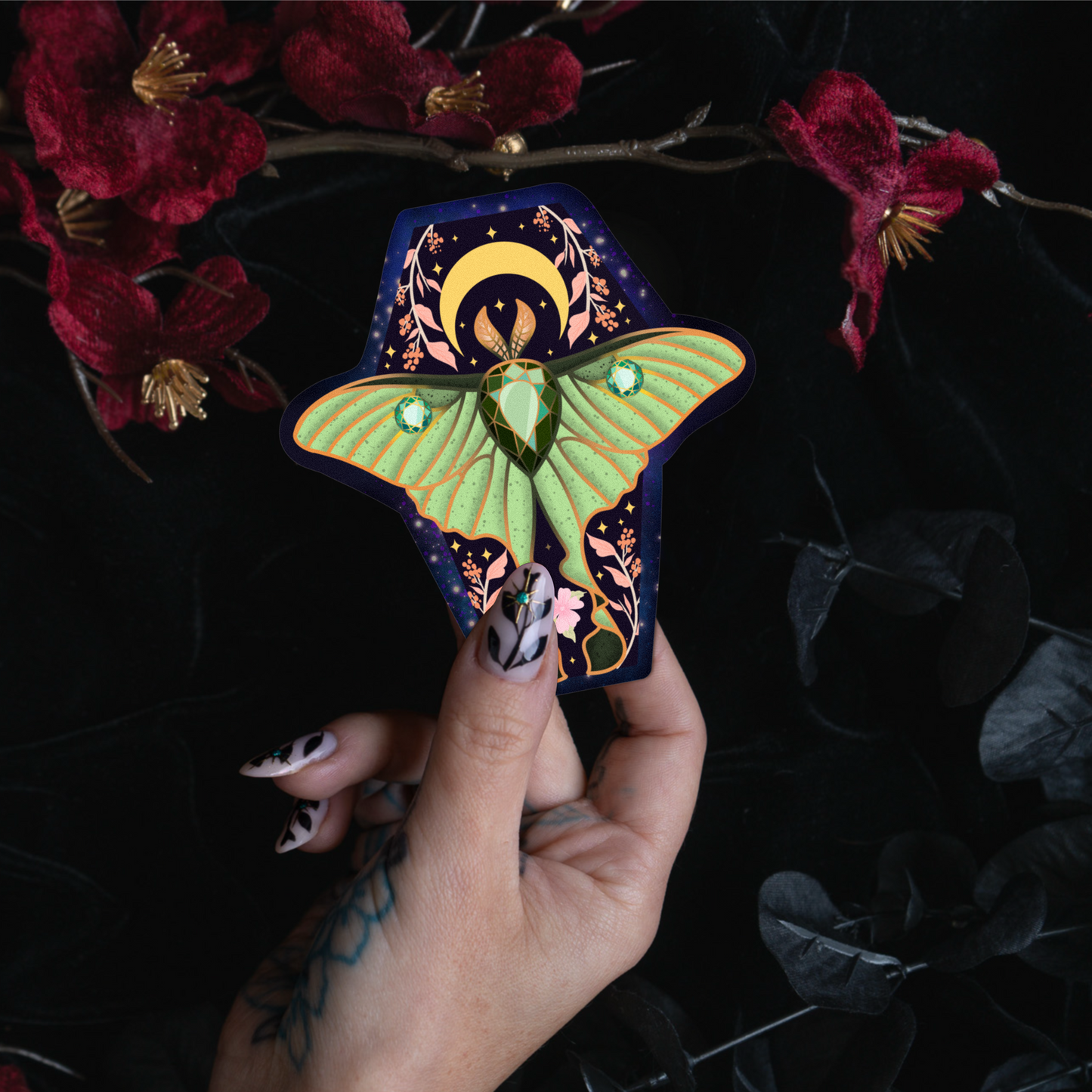 Luna Moth Sticker bonesandgardens