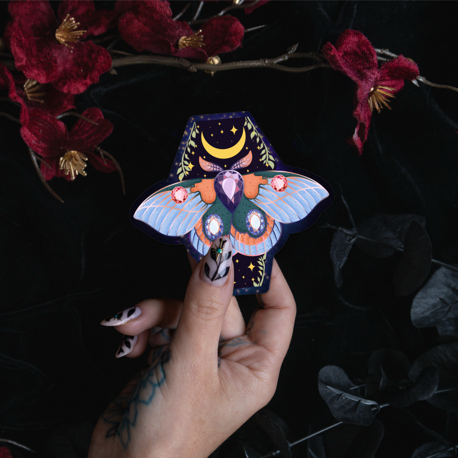 Blue Moth Sticker bonesandgardens