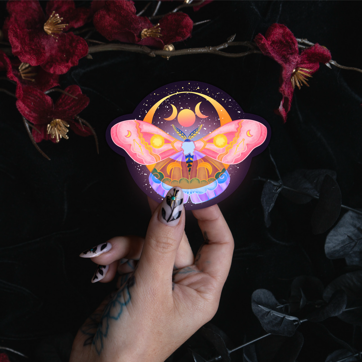 Luna Moth Sticker bonesandgardens