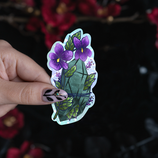 Jade with Violets Sticker bonesandgardens