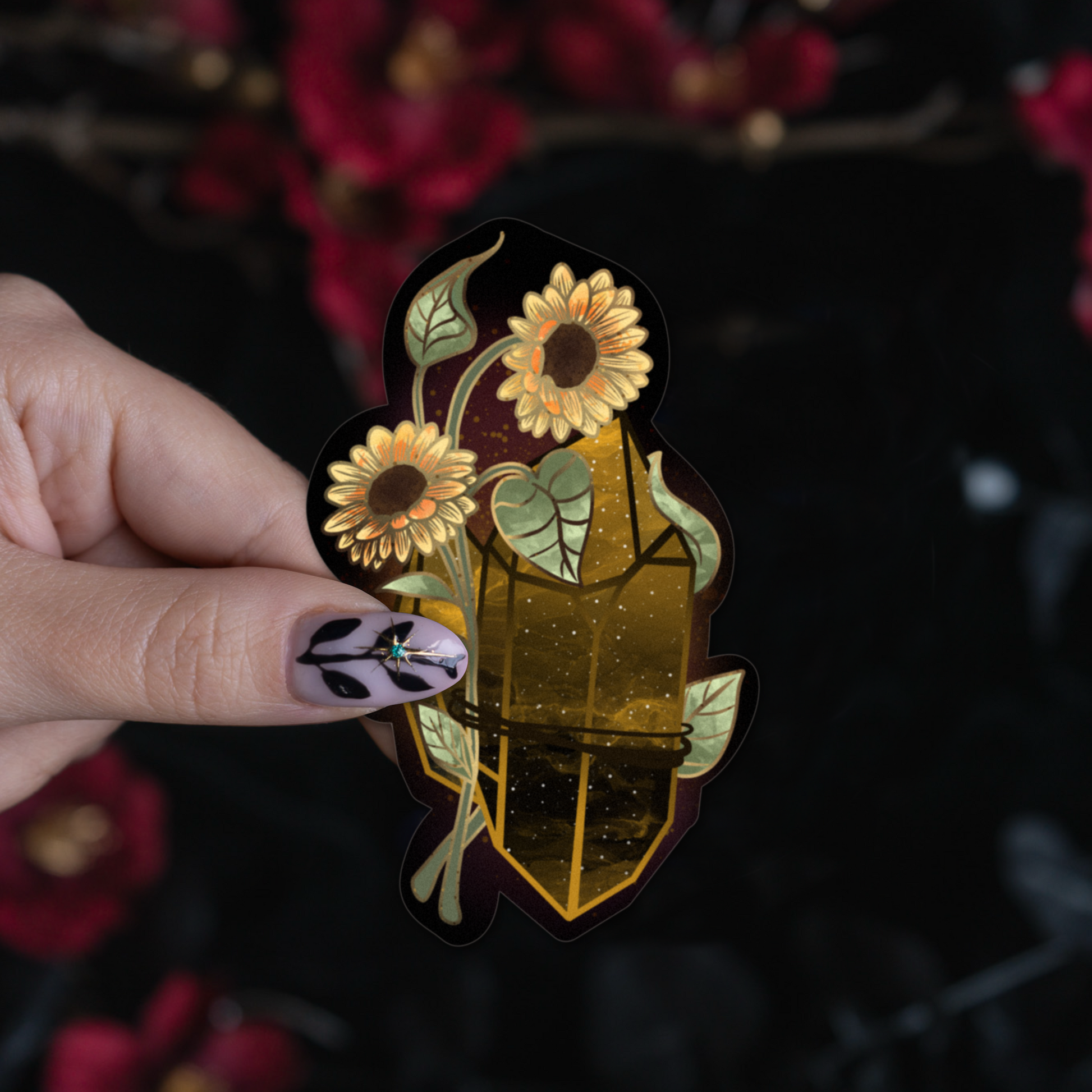 Tiger's Eye with Sunflower Sticker bonesandgardens