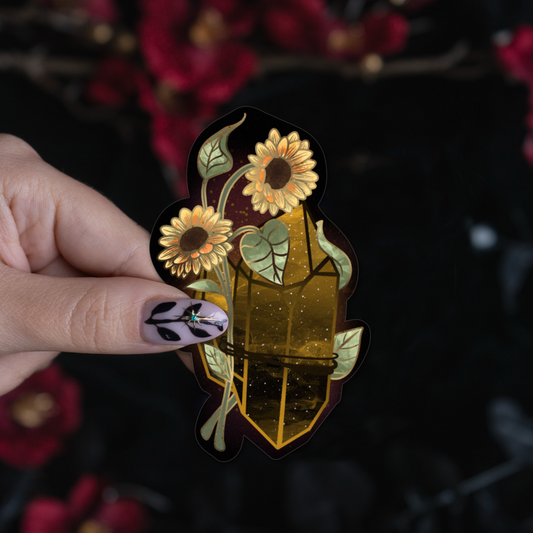 Tiger's Eye with Sunflower Sticker bonesandgardens
