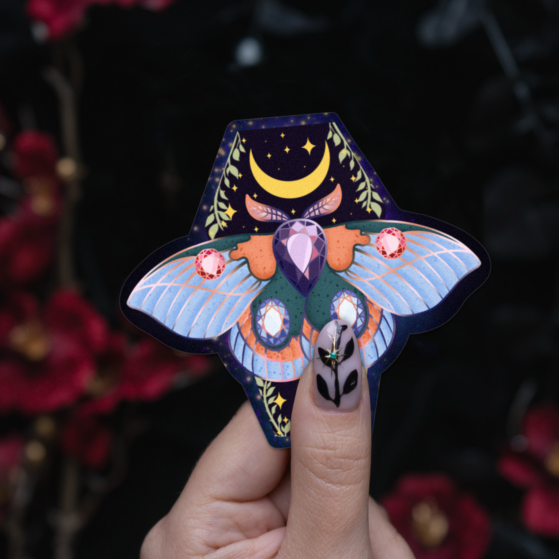 Blue Moth Sticker bonesandgardens