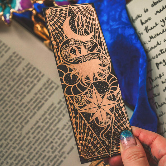 Snake Moon Star and Sun Gold Bookmark.