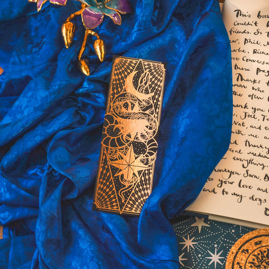 Snake Moon Star and Sun Gold Bookmark