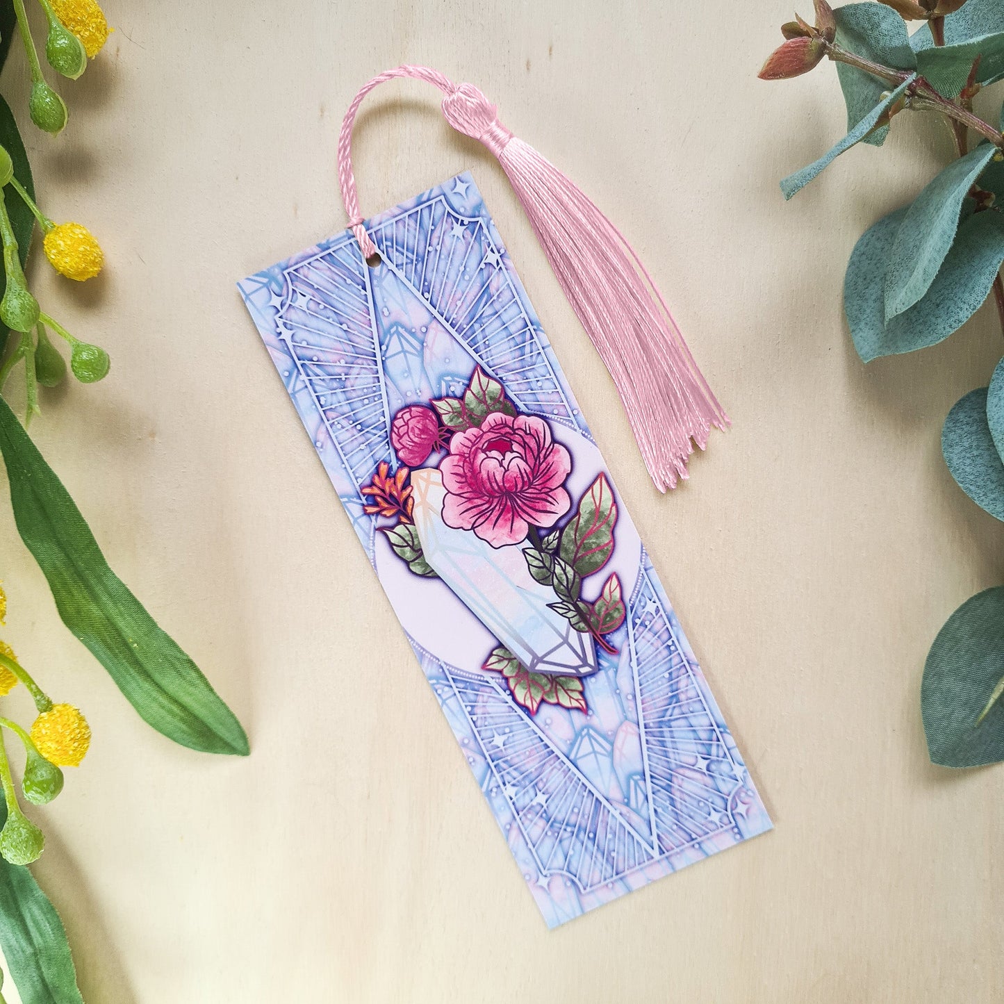 Moonstone with Peonies - Libra Birthstone - Bookmark bonesandgardens