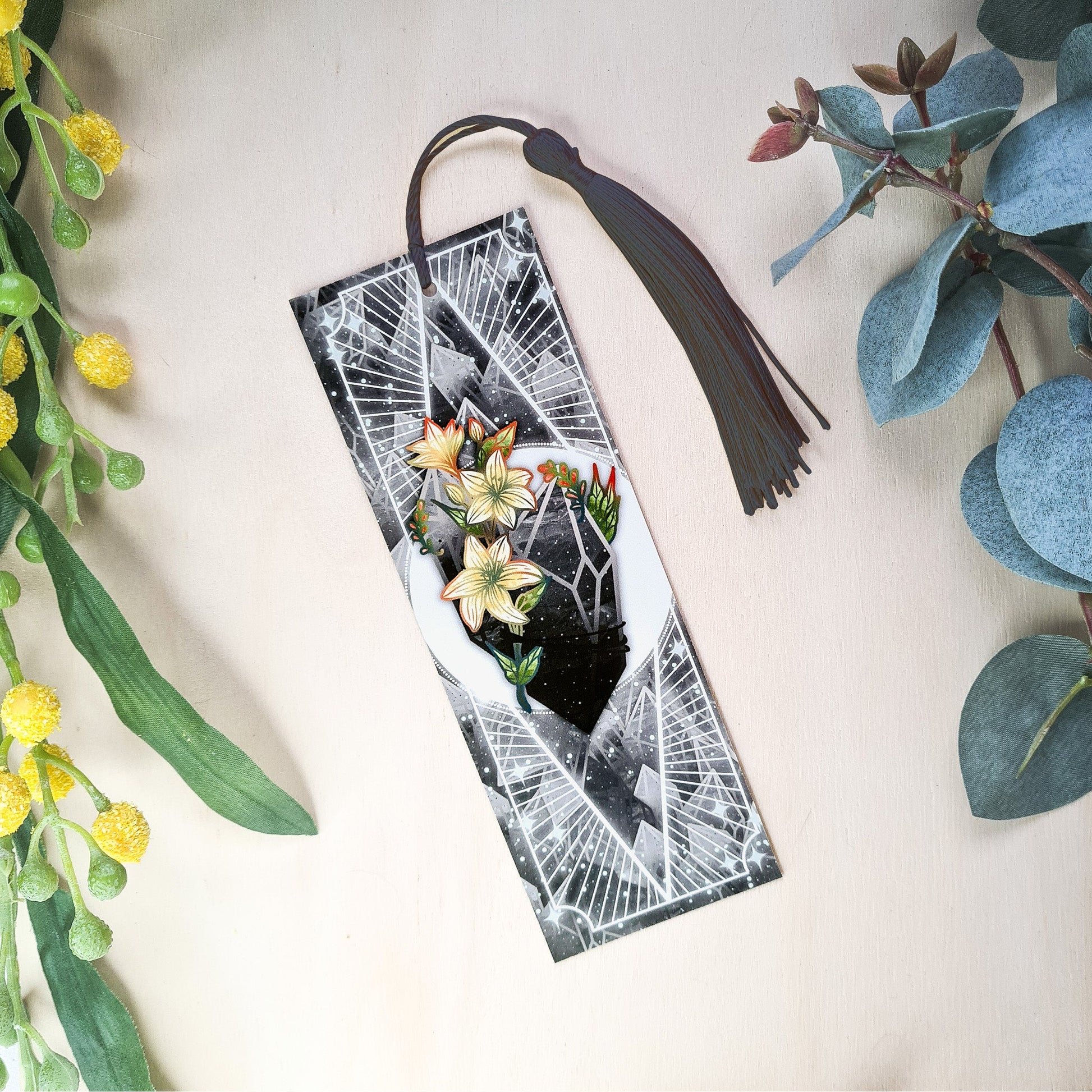 Onyx with Jasmines - Capricorn Birthstone - Bookmark bonesandgardens