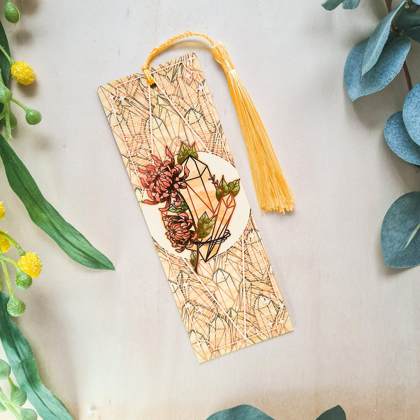 Topaz stone with Chrysanthemum - Scorpio Birthstone Bookmark bonesandgardens