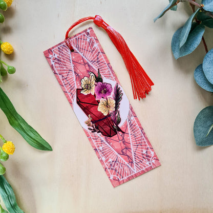 Garnet stone with orchids - Aquarius Birthstone - Bookmark bonesandgardens
