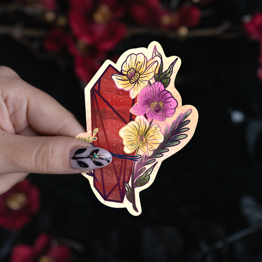 Garnet with Orchids Sticker bonesandgardens