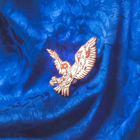 White Floral Owl Pin.