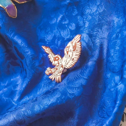 White Floral Owl Pin