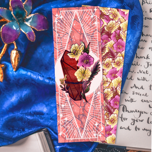 Garnet stone with orchids - Aquarius Birthstone - Bookmark bonesandgardens