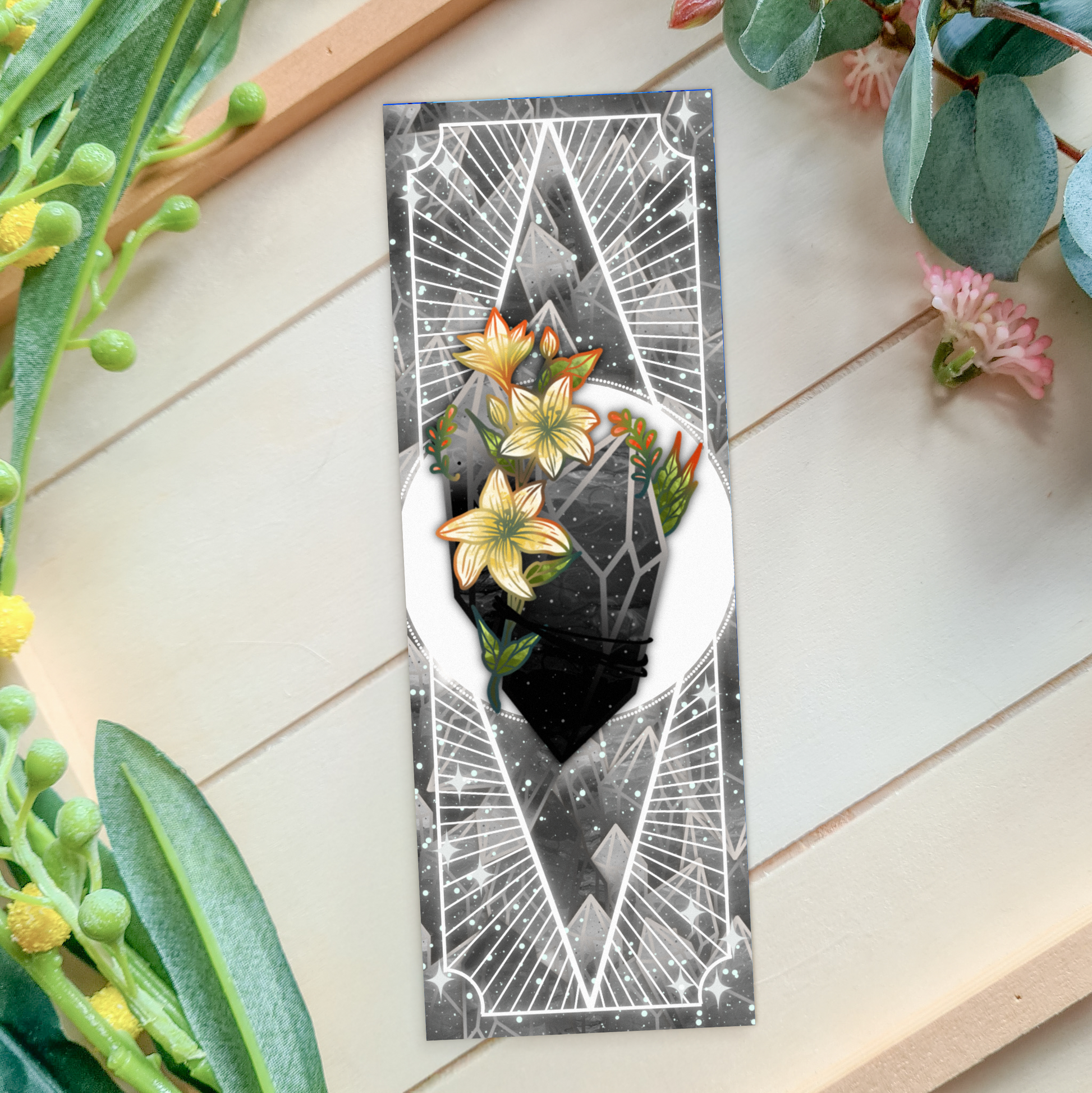 Onyx with Jasmines - Capricorn Birthstone - Bookmark bonesandgardens