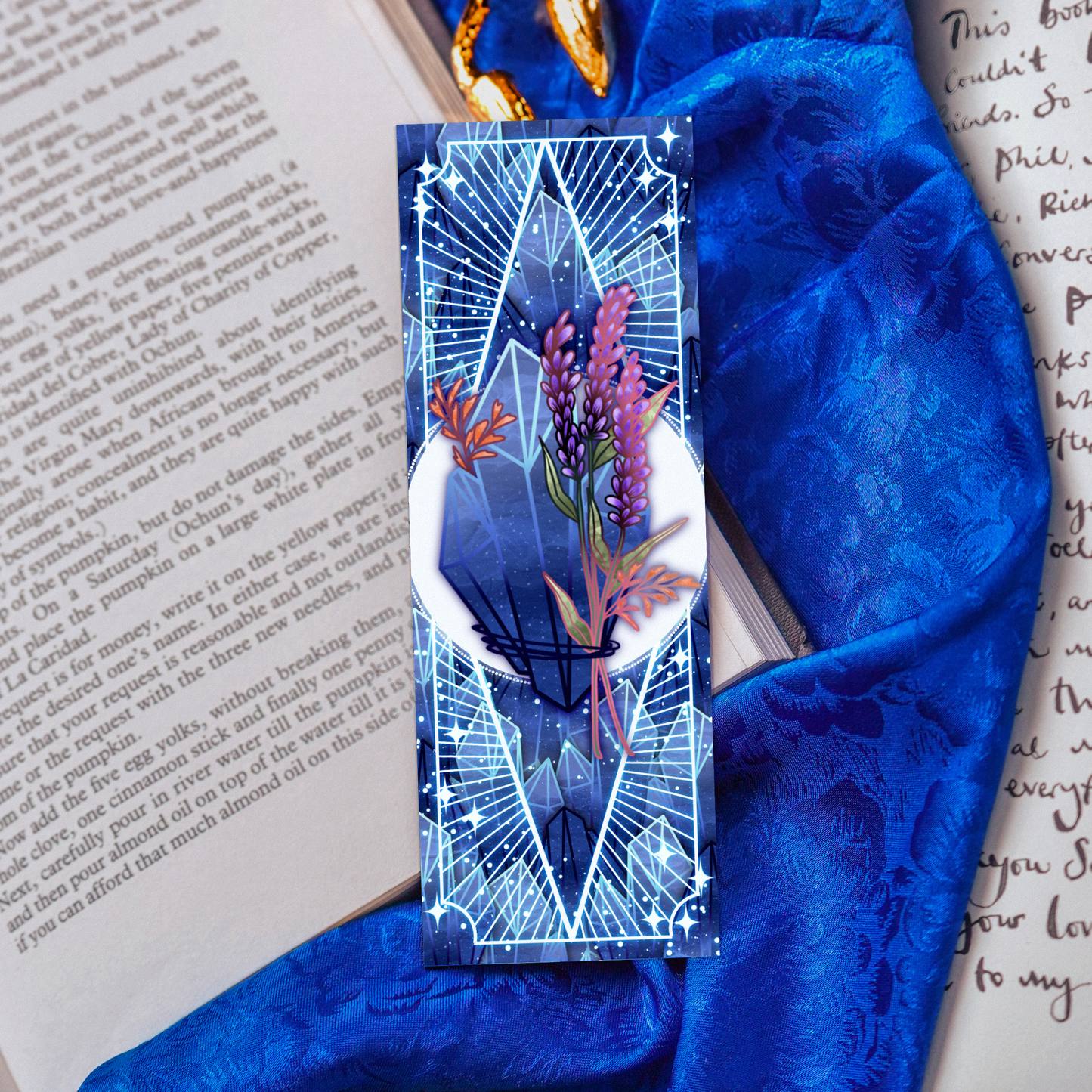Sodalite stone with Lavenders - Sagittarius Birthstone - Bookmark bonesandgardens